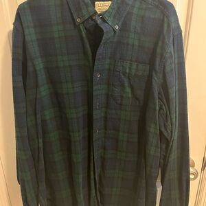 L.L. Bean Men's Casual Green and Blue Checkered Shirt